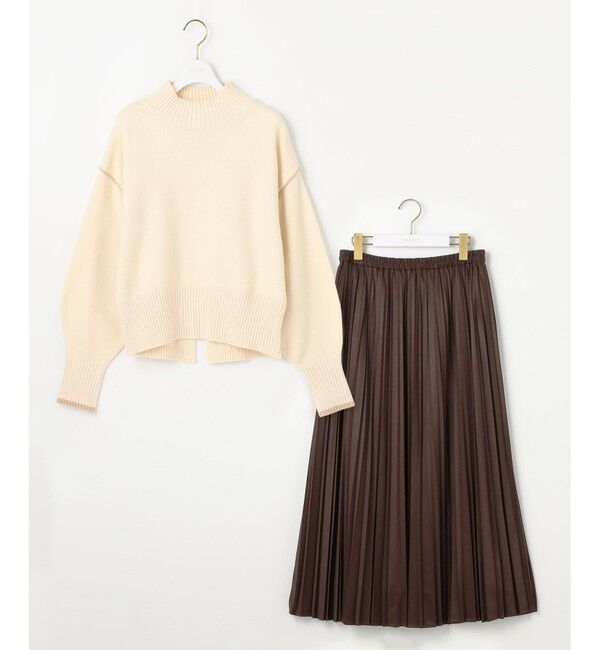 any SiS「【洗える・2SET】ボリューム ニット &times; スエードライク スカート セット」|スーツ|
