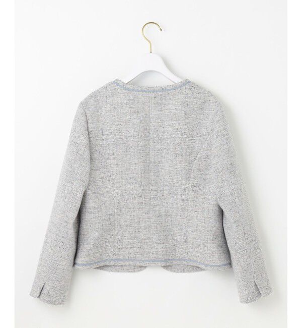 ANY SIS「【洗える】ライトストレッチ ツイード ジャケット」|ノーカラージャケット|