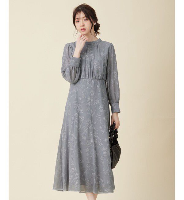 ANY SIS「【Lily Calin】ラインエンブロイダリー ドレス」|ドレス|アイスグレー