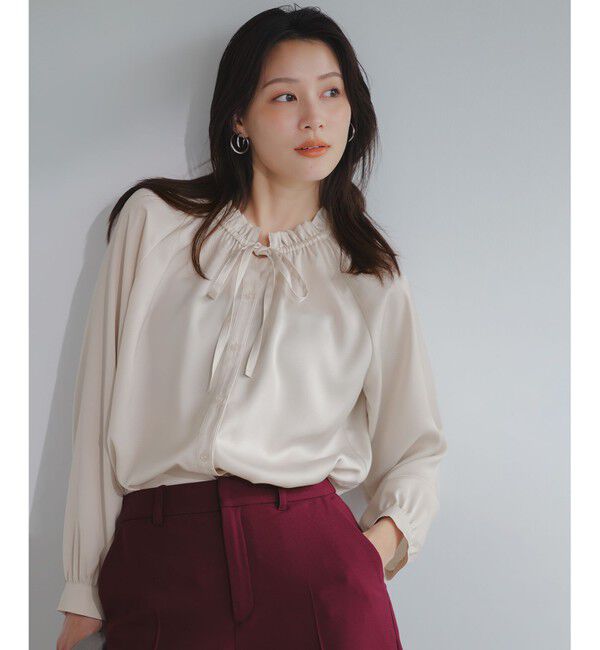 ANY SIS「【前後着用可能】ギャザーネック ブラウス」|シャツ・ブラウス|アイボリー