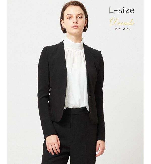 BEIGE,「【L-size】LUIZA / ノーカラージャケット」|ノーカラージャケット|Black