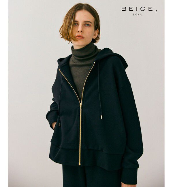 BEIGE,「【BEIGE,ecru/WEB限定・洗える】LOOP BACK / オーバサイズコットンパーカー」|パーカー|Black