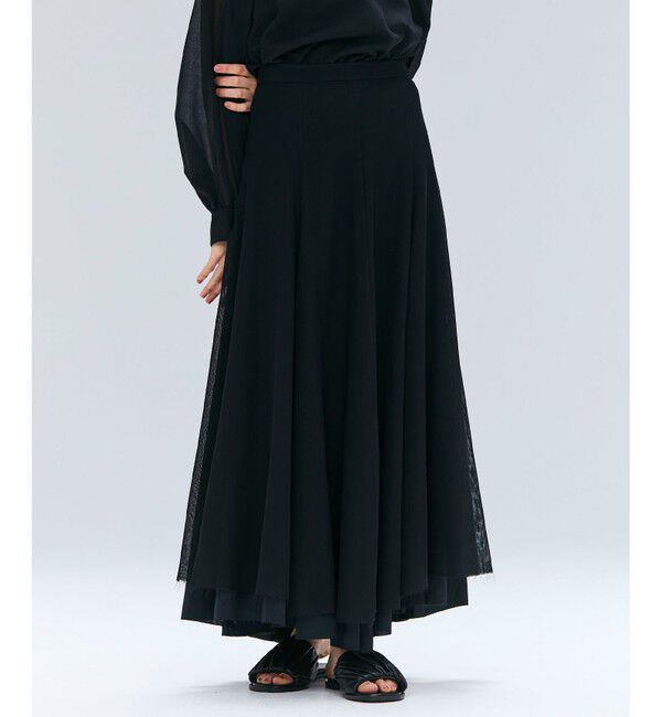 BEIGE,「PINE / ウールレイヤードフレアスカート」|スカート|Black