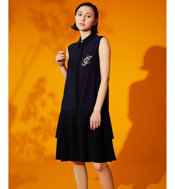  「ビジューロゴ配色ワンピース」|ドレス|