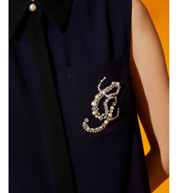  「ビジューロゴ配色ワンピース」|ドレス|