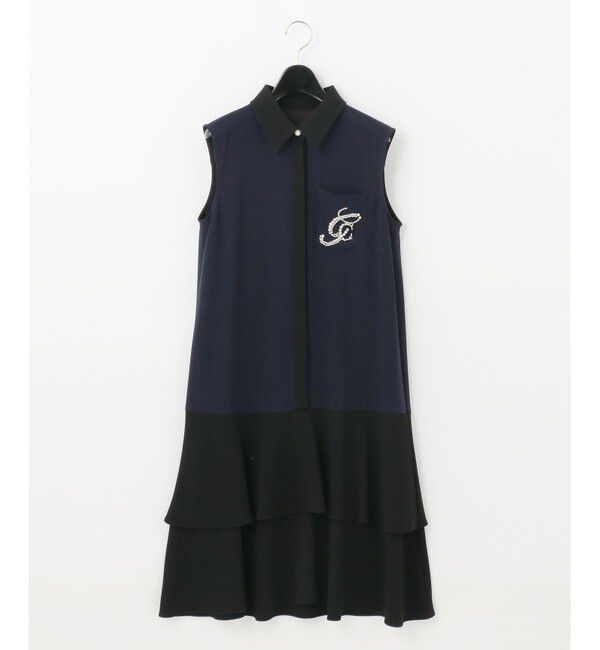  「ビジューロゴ配色ワンピース」|ドレス|