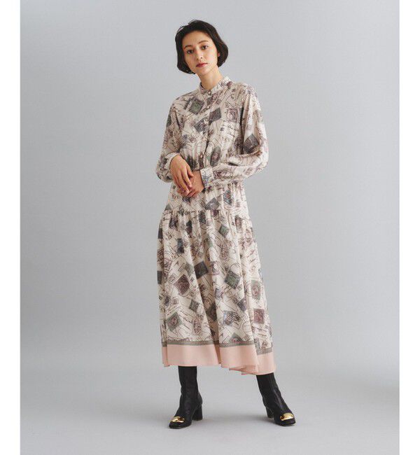  「スタンププリントワンピース」|ワンピース|ベージュ