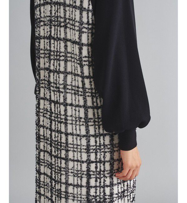  「ツイードレイヤードニットワンピース」|ワンピース|