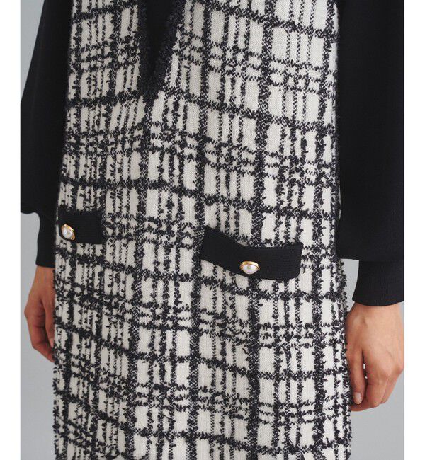  「ツイードレイヤードニットワンピース」|ワンピース|