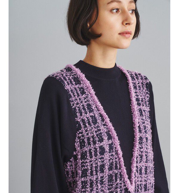  「ツイードレイヤードニットワンピース」|ワンピース|