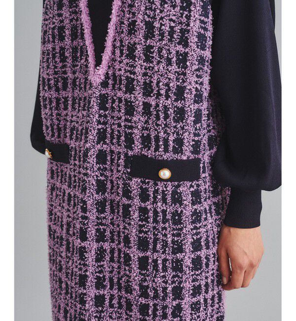  「ツイードレイヤードニットワンピース」|ワンピース|