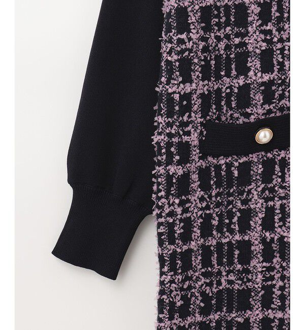  「ツイードレイヤードニットワンピース」|ワンピース|