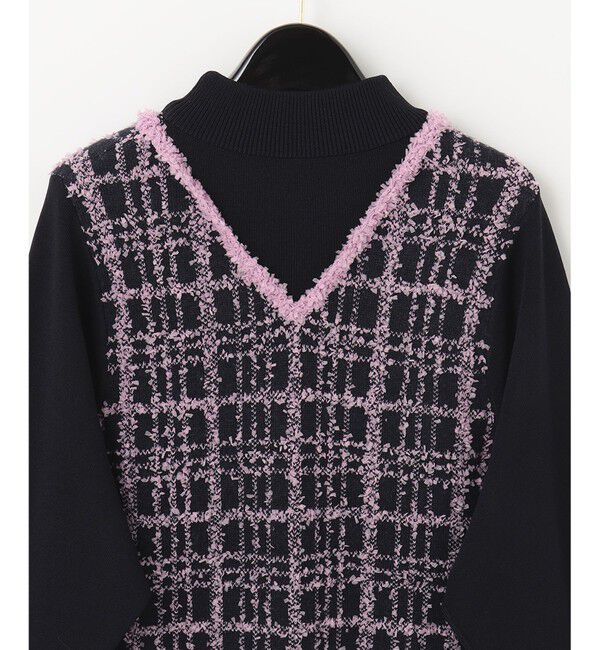  「ツイードレイヤードニットワンピース」|ワンピース|