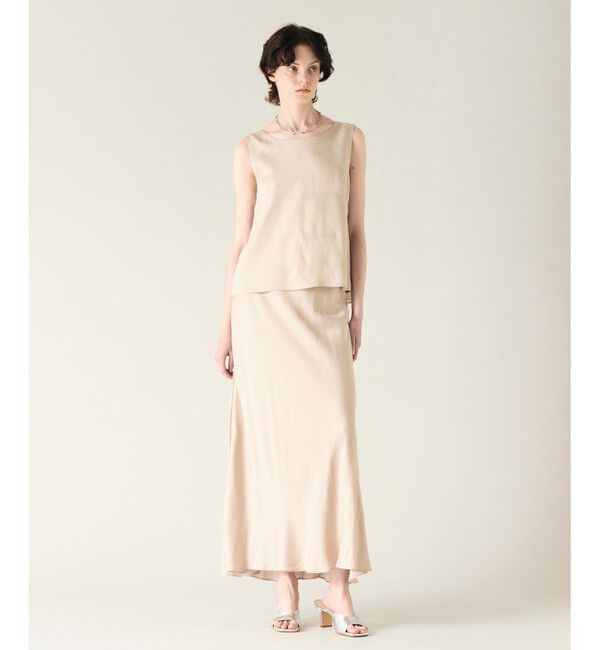 GRACE CONTINENTAL「キュプラサテンフレアスカート」|スカート|ベージュ