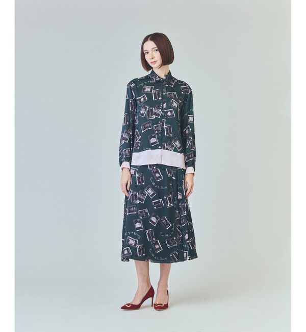  「トランププリントブラウス」|シャツ・ブラウス|ブラック