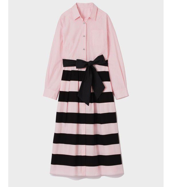  「ボーダーコンビシャツワンピース」|ワンピース|