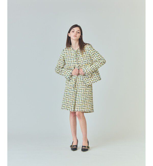  「チュールヤーンツイードジャケット」|ノーカラージャケット|