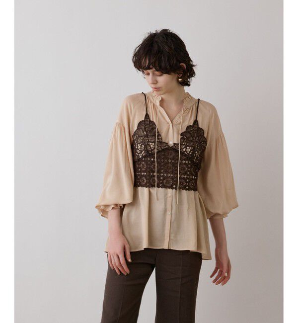 GRACE CONTINENTAL「レースキャミ付カフタンブラウス」|シャツ・ブラウス|ピンク