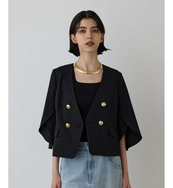 Diagram「ラップスリーブジャケット」|ノーカラージャケット|ブラック