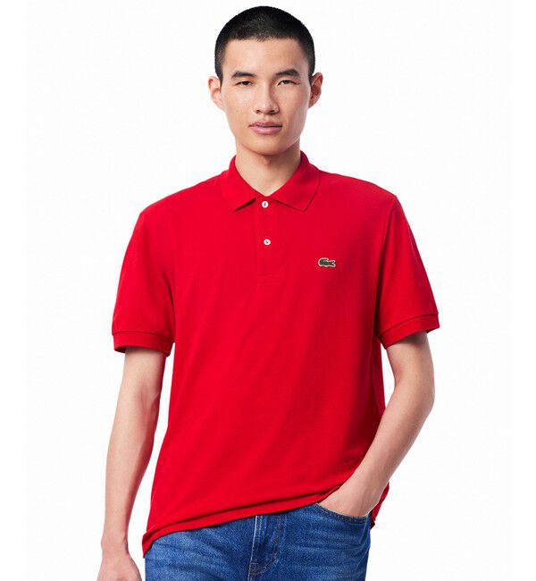 LACOSTE「通気性 イージーケア 軽量鹿の子ピケ L.12.12ライトウェイト半袖ポロシャツ」|ポロシャツ|レッド