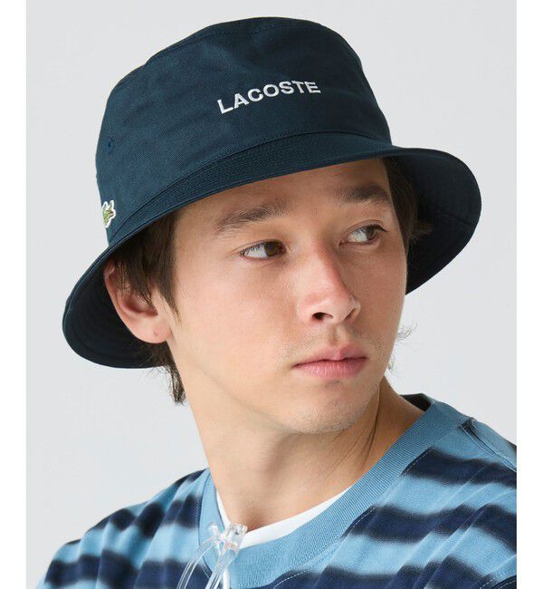 LACOSTE「ブランドロゴステッチバケットハット」|ハット|ネイビー