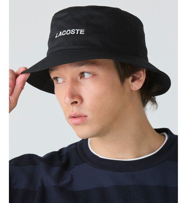 LACOSTE「ブランドロゴステッチバケットハット」|ハット|ブラック