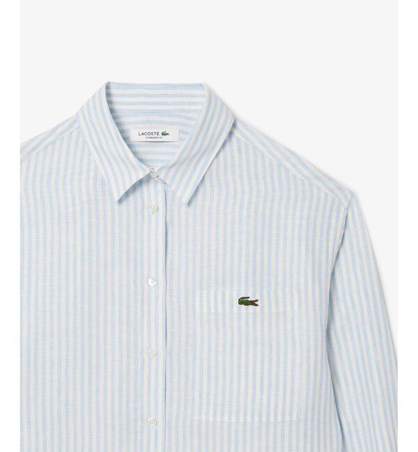 LACOSTE「リネンストライプオーバーサイズシャツ」|シャツ・ブラウス|