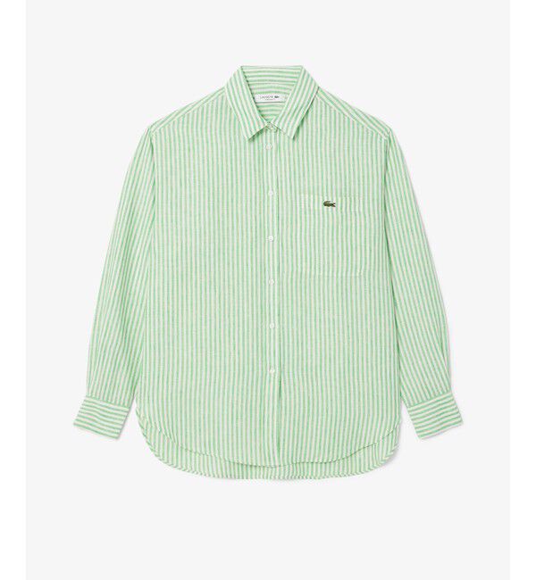 LACOSTE「リネンストライプオーバーサイズシャツ」|シャツ・ブラウス|