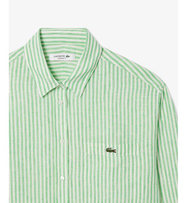 LACOSTE「リネンストライプオーバーサイズシャツ」|シャツ・ブラウス|