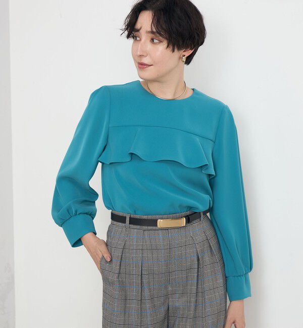 NOLLEY'S「《セットアップ対応》ウォッシャブルダブルクロスブラウス」|シャツ・ブラウス|ブルー