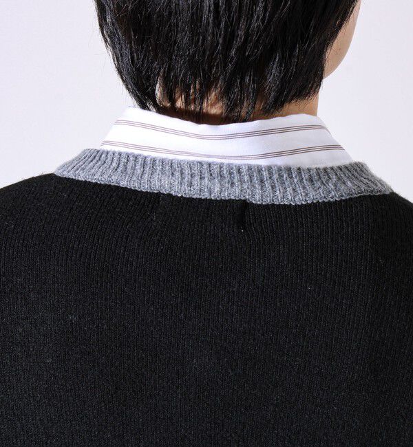 GLOSTER「【配色リブが映える大人ニット】GR刺繍 浅Vネックプルオーバーニット」|ニット・セーター|