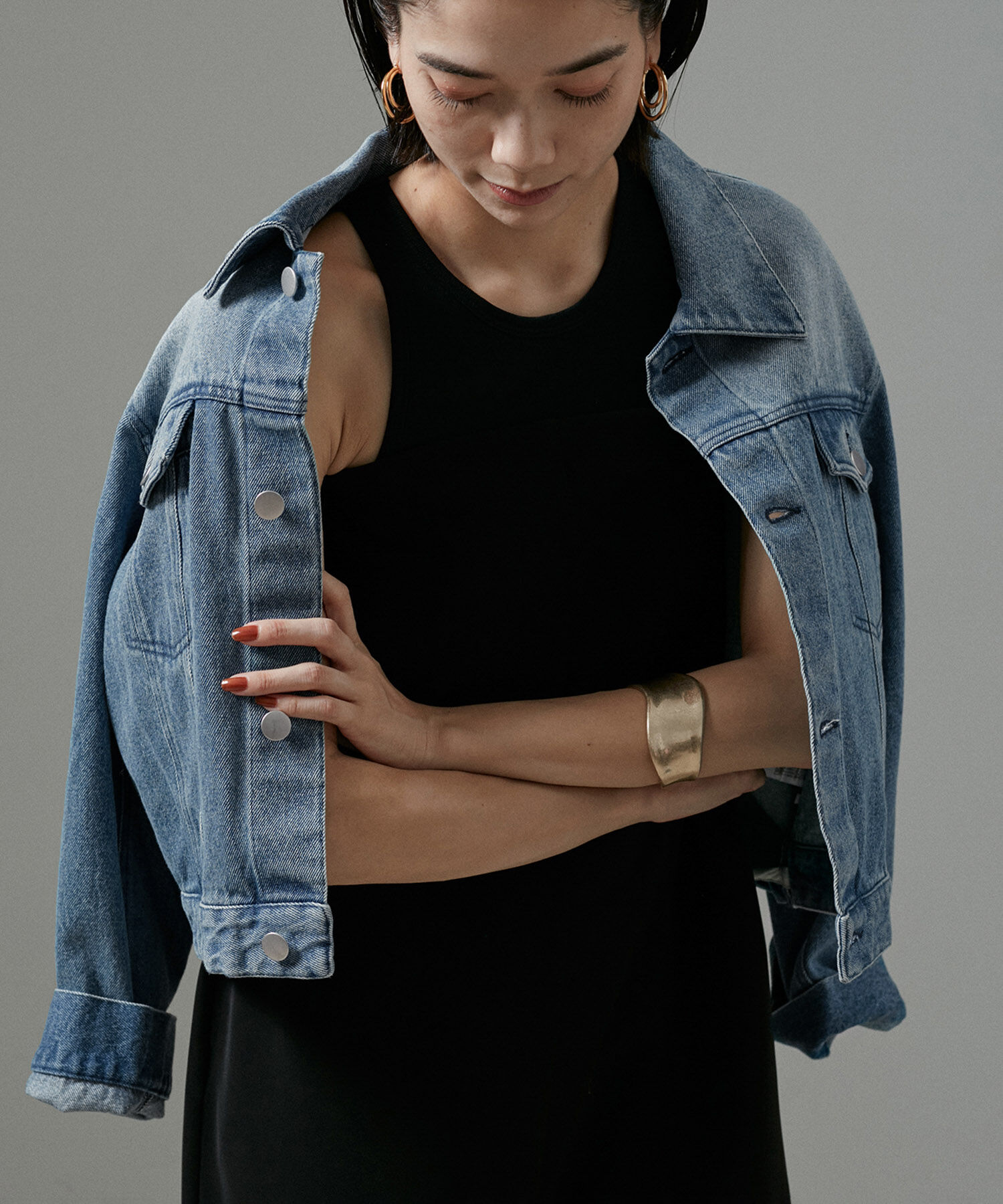 SALON adam et rope'「【WEB限定】クロップドカーヴィーデニムジャケット」|デニムジャケット|