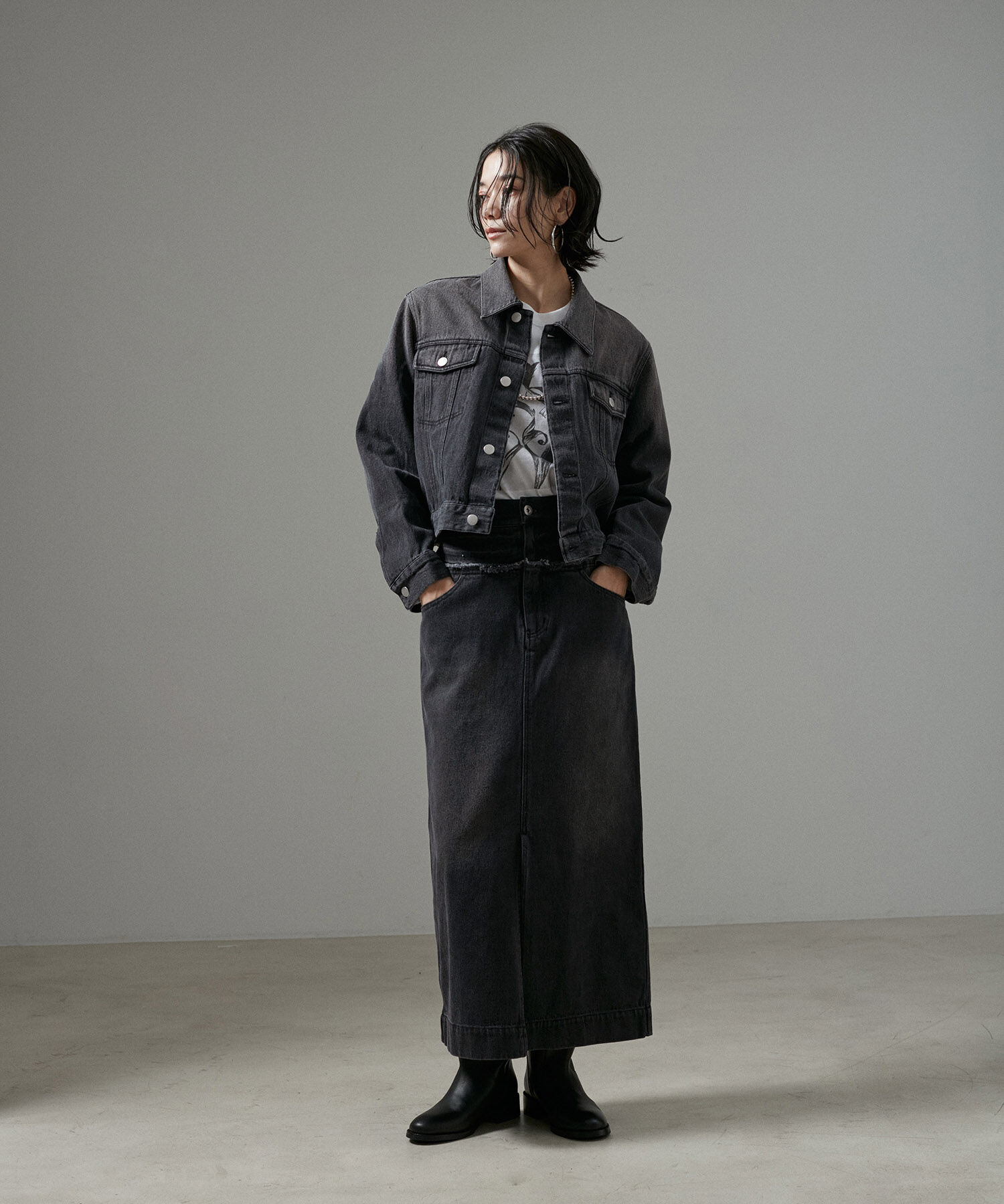 SALON adam et rope'「【WEB限定】クロップドカーヴィーデニムジャケット」|デニムジャケット|