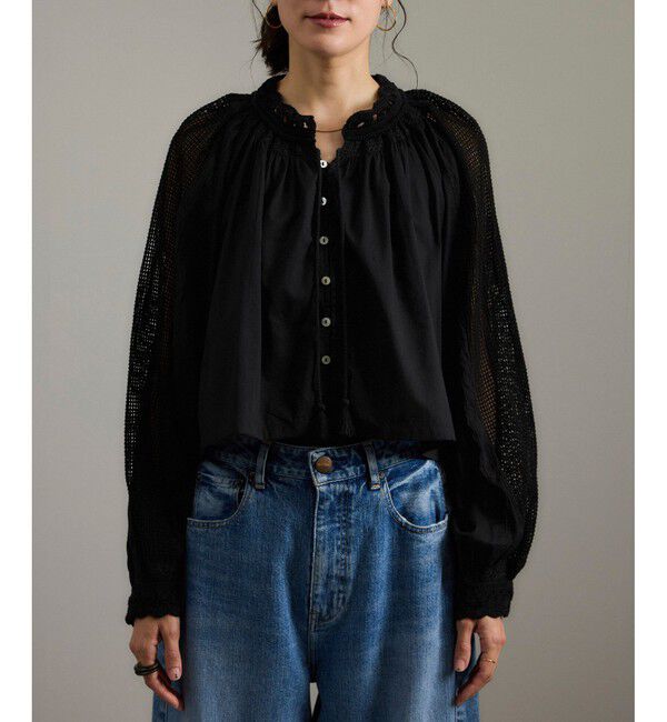 SALON adam et rope'「【WEB限定】レースアクセントボリュームスリーブブラウス」|シャツ・ブラウス|