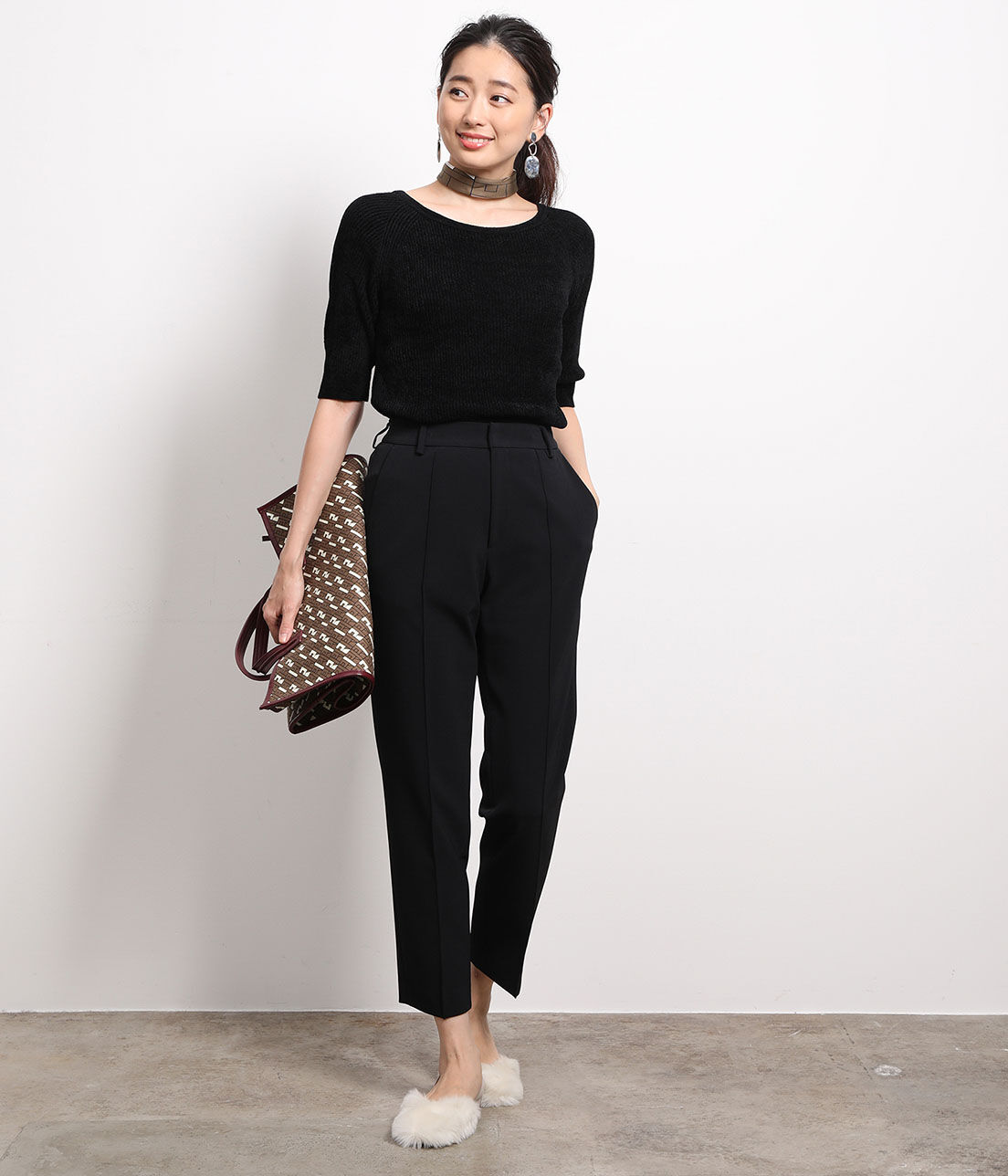 ROPE「【2WAY】モールヤーン5分袖プルオーバー」|ニット・セーター|