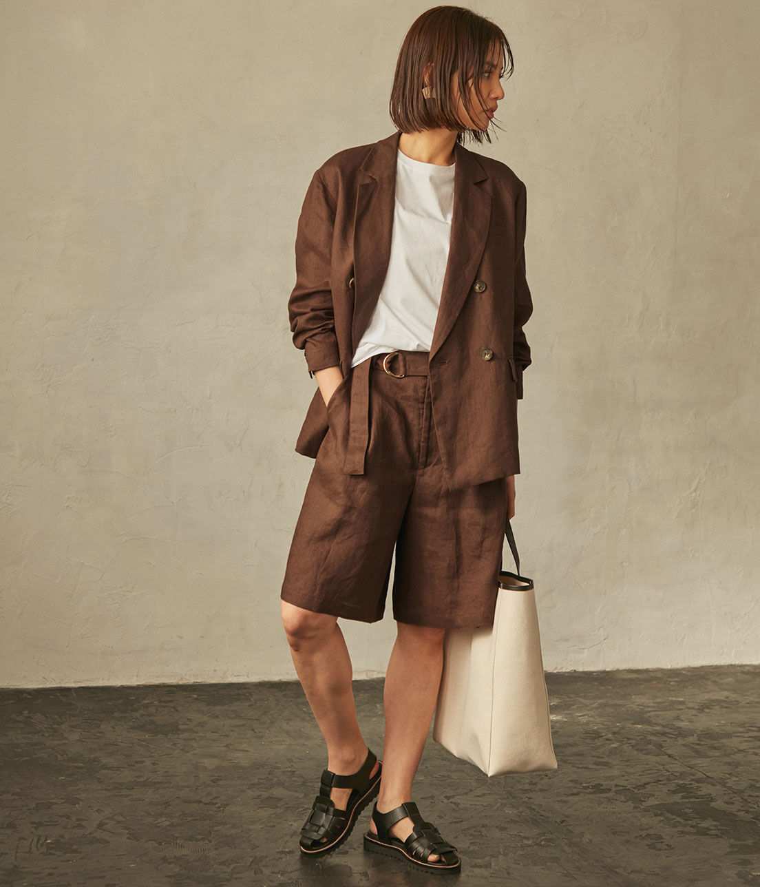 ROPE「【洗える】【セット対応】リネンタックショートパンツ」|その他|