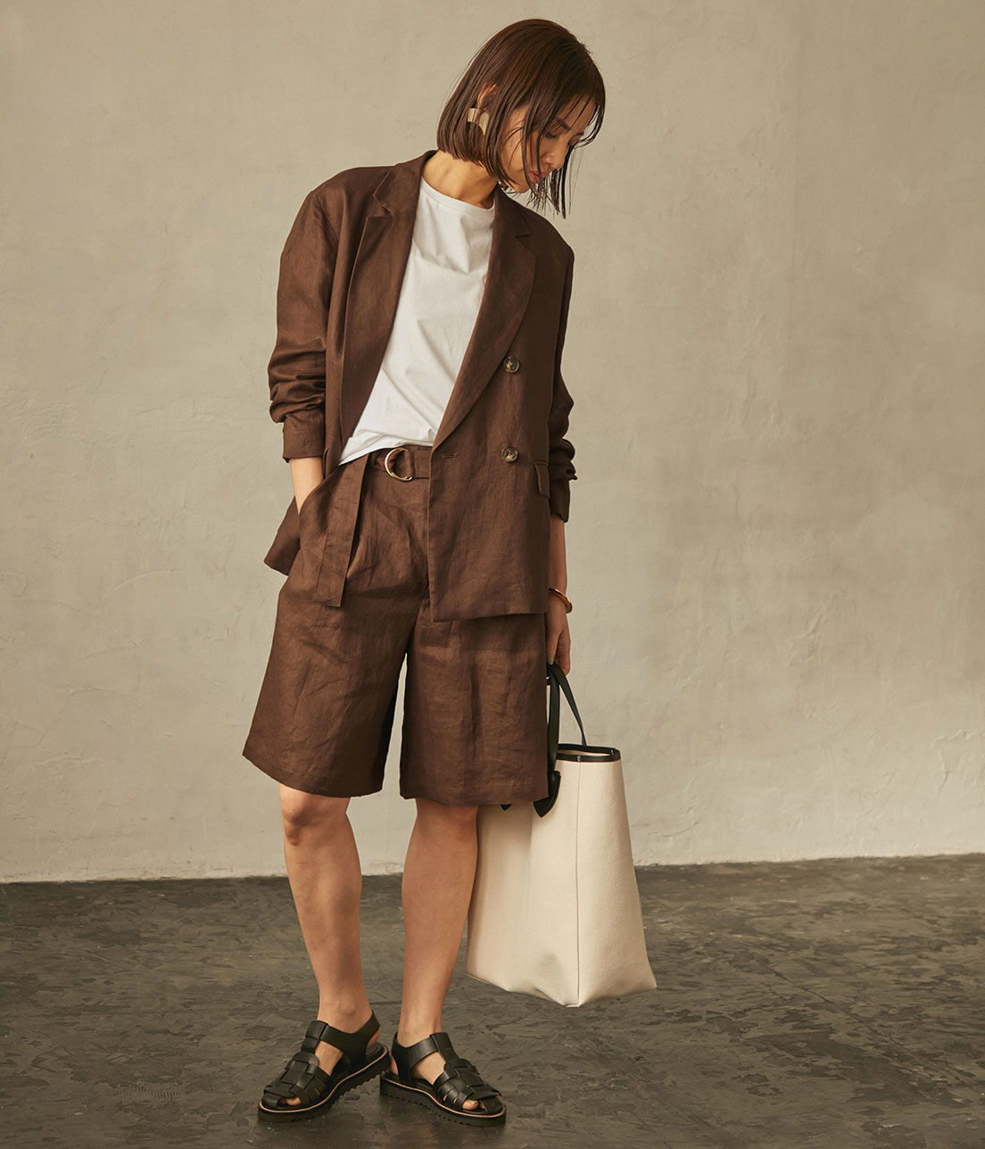 ROPE「【洗える】【セット対応】リネンタックショートパンツ」|その他|