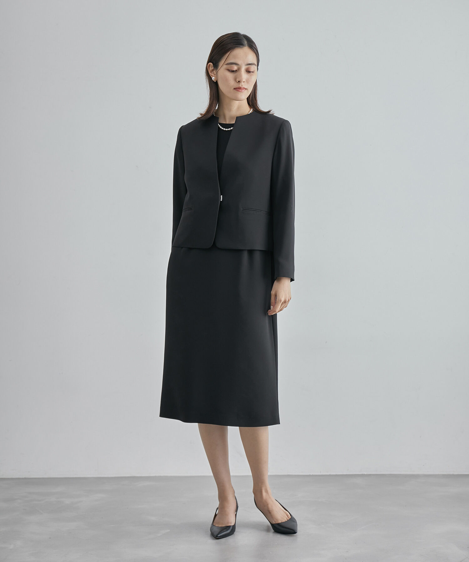 ROPE「ジョーゼットウエストタックワンピース/セットアップ対応・セレモニー対応」|ワンピース|