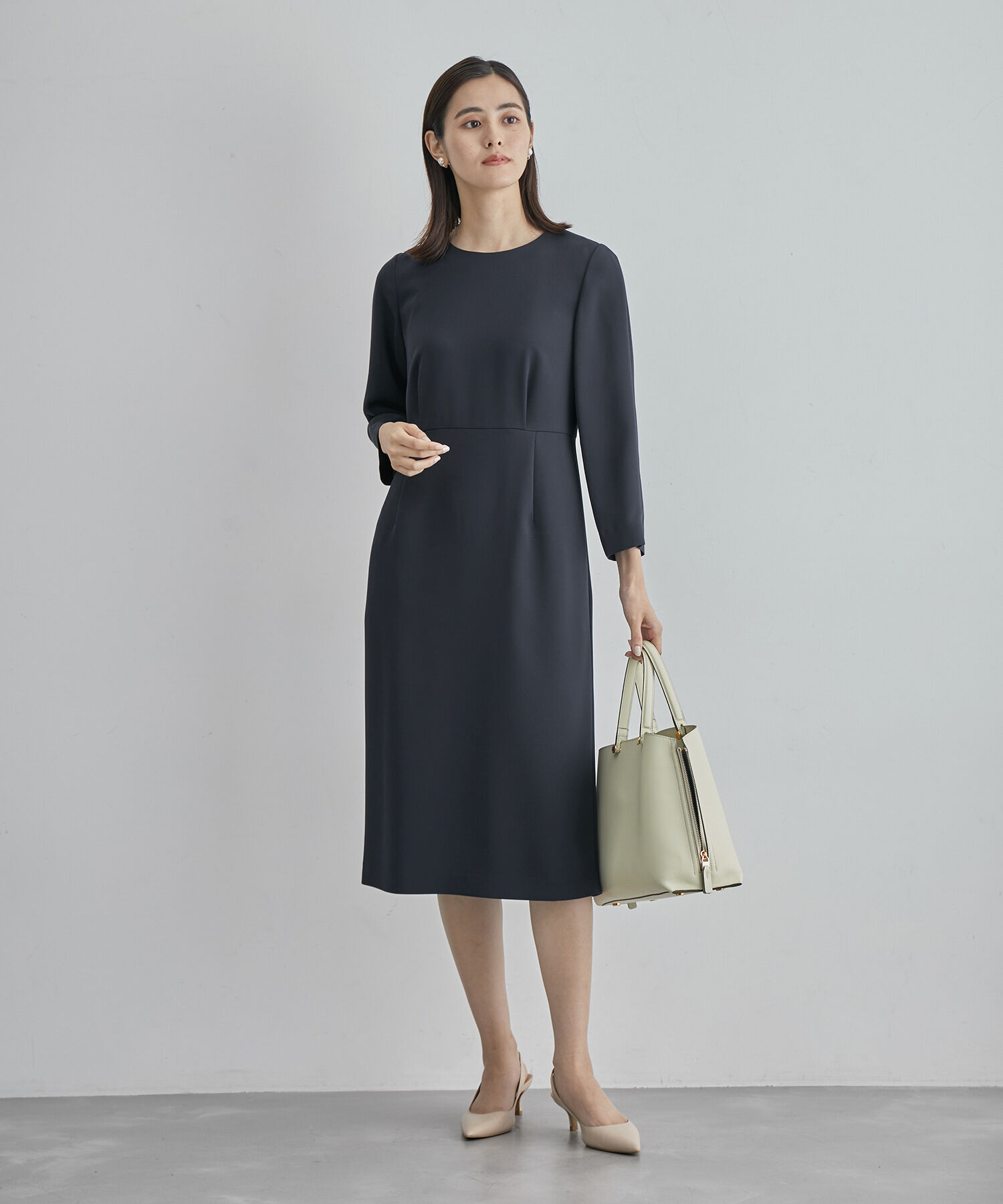 ROPE「ジョーゼットウエストタックワンピース/セットアップ対応・セレモニー対応」|ワンピース|