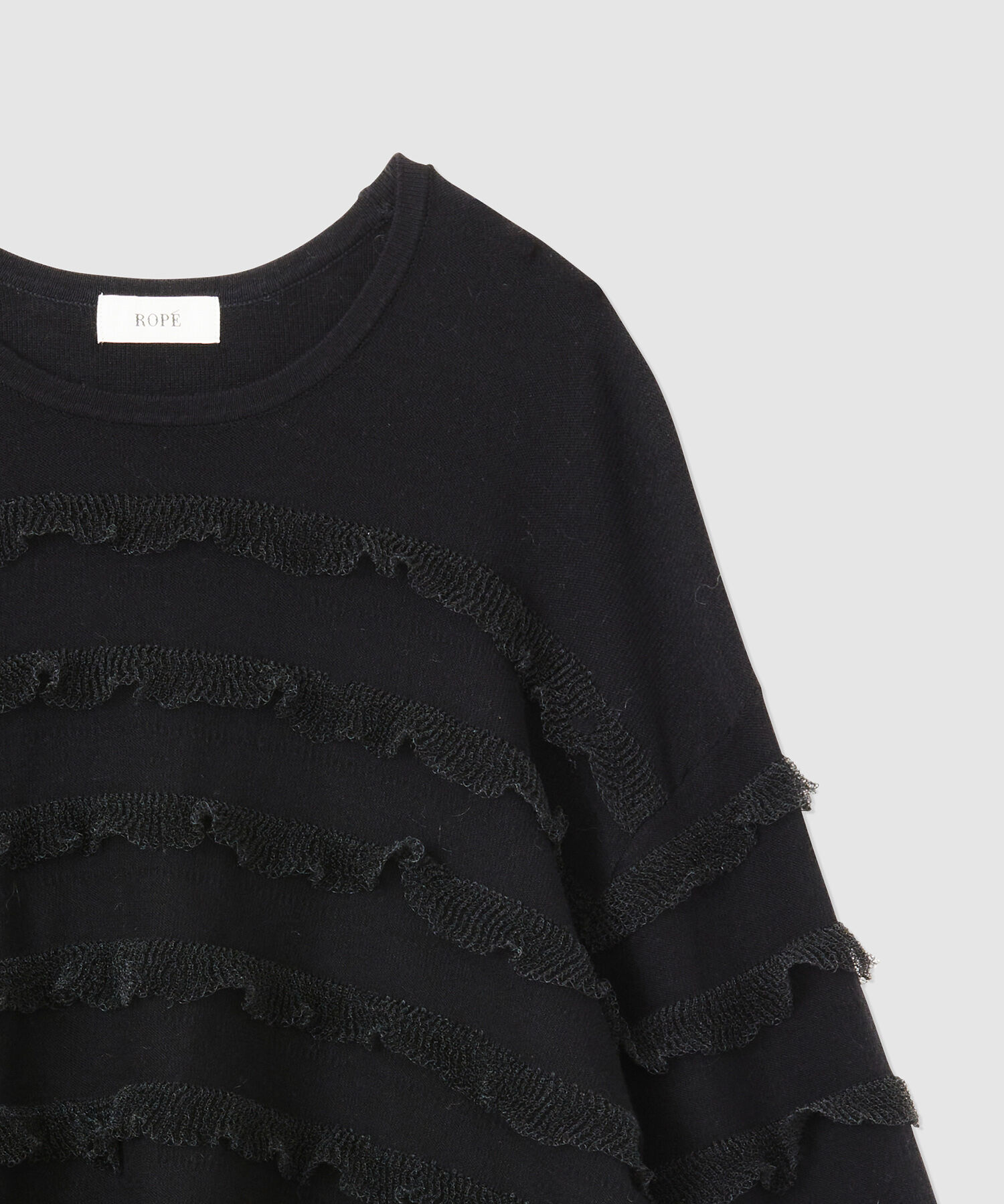 ROP&Eacute;「フリルボーダーニットショートプルオーバー」|ニット・セーター|