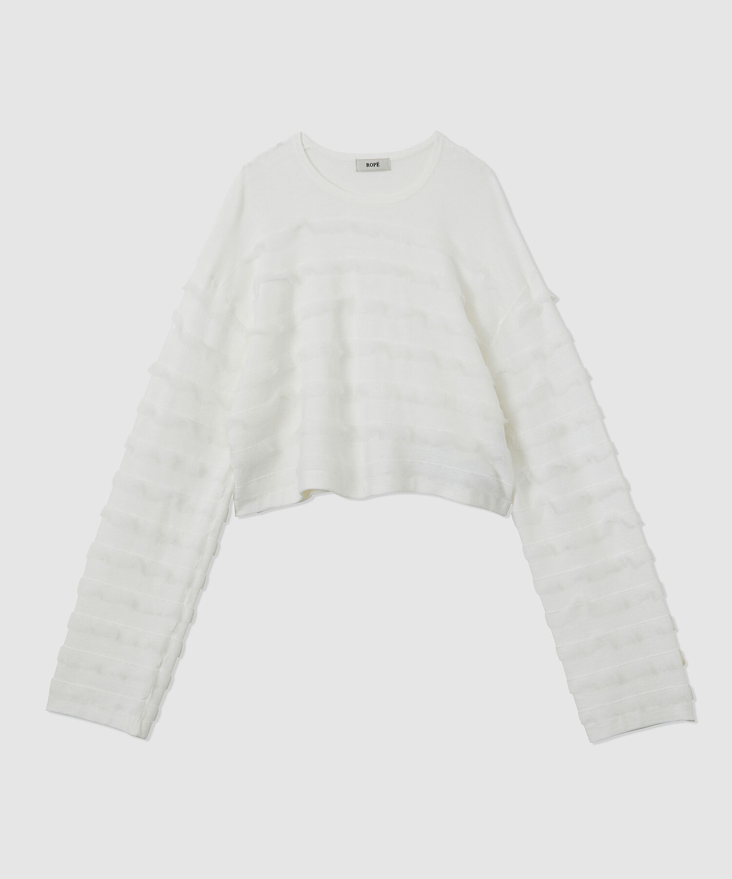 ROP&Eacute;「フリルボーダーニットショートプルオーバー」|ニット・セーター|ホワイト(10)