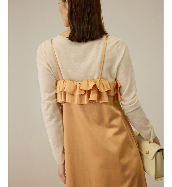 ROPE「【洗える】シャイニーサテンキャミワンピース」|ドレス|