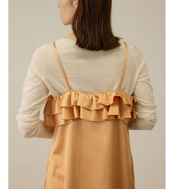 ROPE「【洗える】シャイニーサテンキャミワンピース」|ドレス|