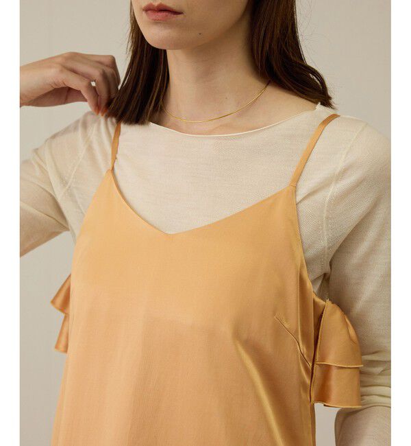 ROPE「【洗える】シャイニーサテンキャミワンピース」|ドレス|