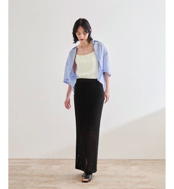 ROPE「【洗える】カップ付きサテンジャージーキャミソール」|キャミソール|