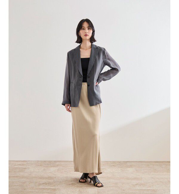 ROPE「【洗える】カップ付きサテンジャージーキャミソール」|キャミソール|