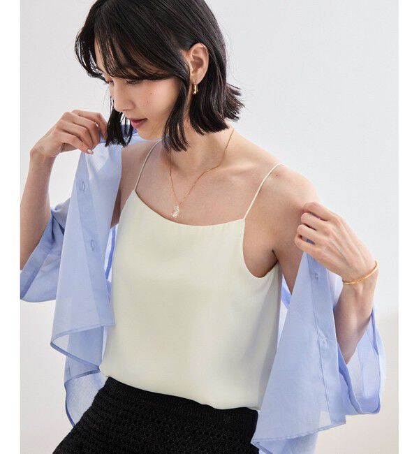 ROPE「【洗える】カップ付きサテンジャージーキャミソール」|キャミソール|