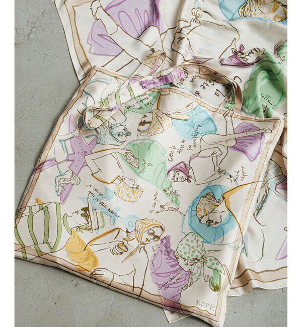 ROPE「【YUKO SAEKI for ROPE&rsquo;・コラボ】スカーフ柄プリント シルクトートバッグ【A4対応】」|トートバッグ|