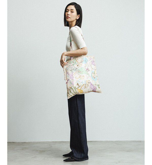 ROPE「【YUKO SAEKI for ROPE&rsquo;・コラボ】スカーフ柄プリント シルクトートバッグ【A4対応】」|トートバッグ|