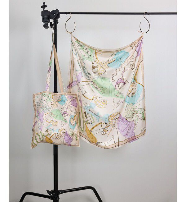 ROPE「【YUKO SAEKI for ROPE&rsquo;・コラボ】スカーフ柄プリント シルクトートバッグ【A4対応】」|トートバッグ|